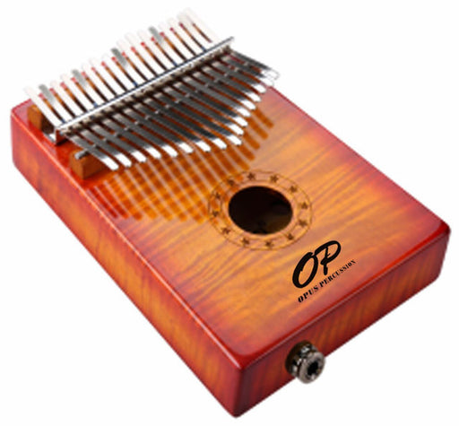 Opus Percussion 17-Key Curly Maple Kalimba with Pickup in Sunburst Gloss
