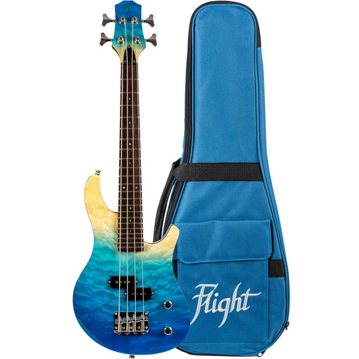 Flight Mini Electric Bass Transparent Blue Ukulele