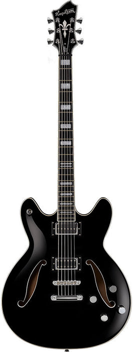 Hagstrom Viking Deluxe Baritone Semi-Hollow Guitar in Black Gloss