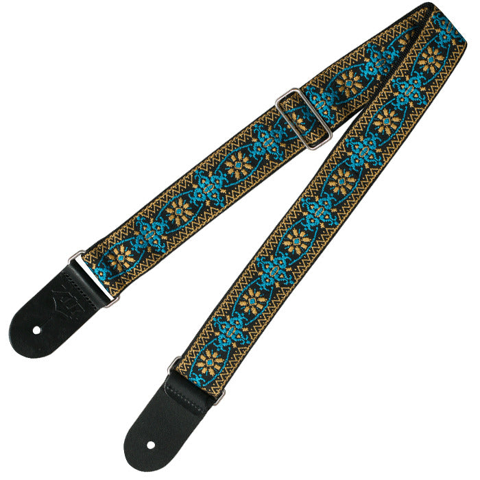 XTR Guitar Strap 2 Inch Deluxe Woven Jacquard Gold/Blue