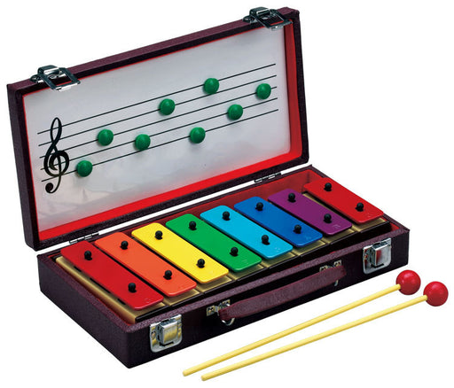Opus Percussion 8-Note Resonator Bell Set in Wooden Case with Beaters & Magnetic Music Board