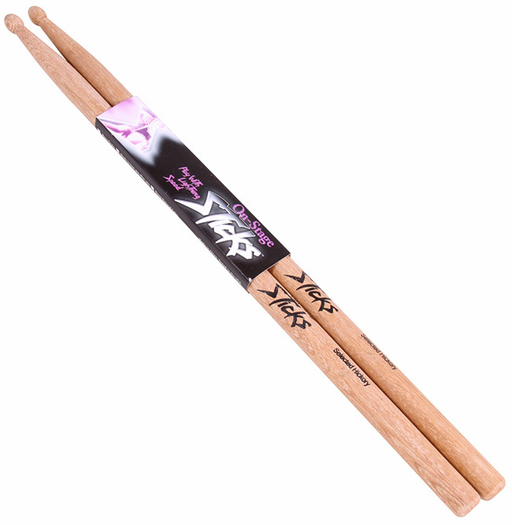 On Stage Hickory Wood with Wood Tip Drumsticks (3 Sizes)