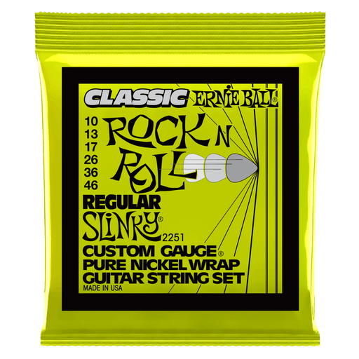Ernie Ball Regular Slinky Classic Rock N Roll Pure Nickel Wrap Electric Guitar Strings - 10-46