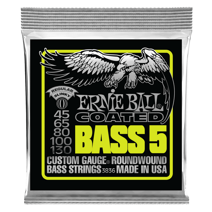 Ernie Ball Bass 5 Slinky Coated Electric Bass Strings - 45-130