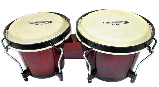 Percussion Plus 6 & 6-3/4" Wooden Bongos in Gloss Lacquer Finish (3 Colours)