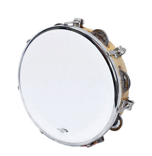 Percussion Plus 8" Wooden Tuneable Tambourine with 6-Single Rows of Jingles (2 Colours)