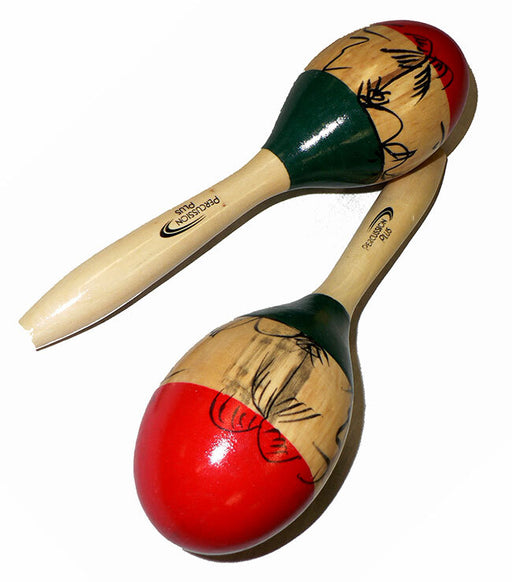 Percussion Plus Wooden Maracas in 3-Tone & Patterned Finish