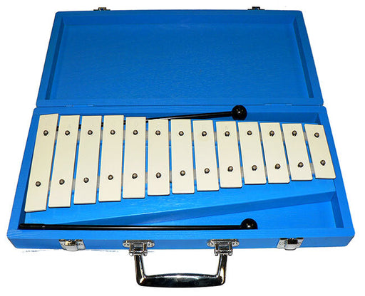 Percussion Plus 13-Note Glockenspiel in Blue Wooden Case