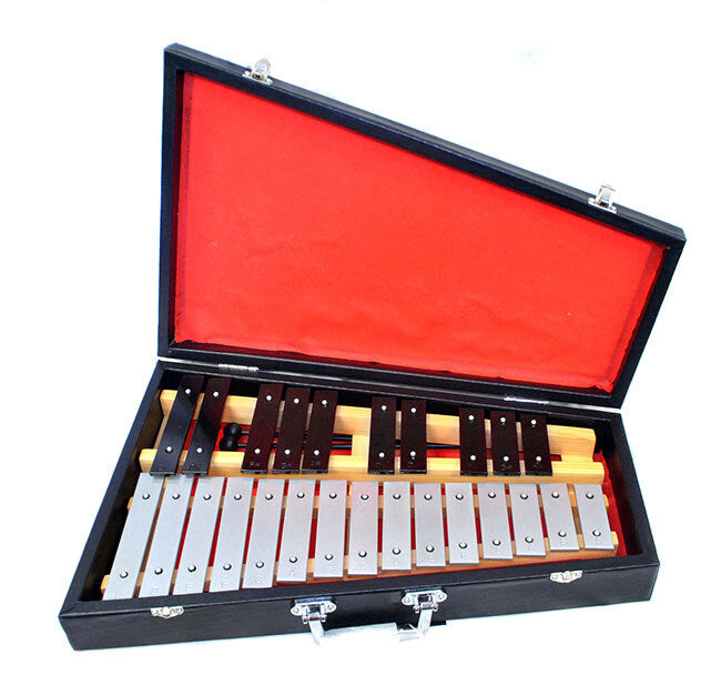 Percussion Plus 25-Note Glockenspiel in Black Wooden Case