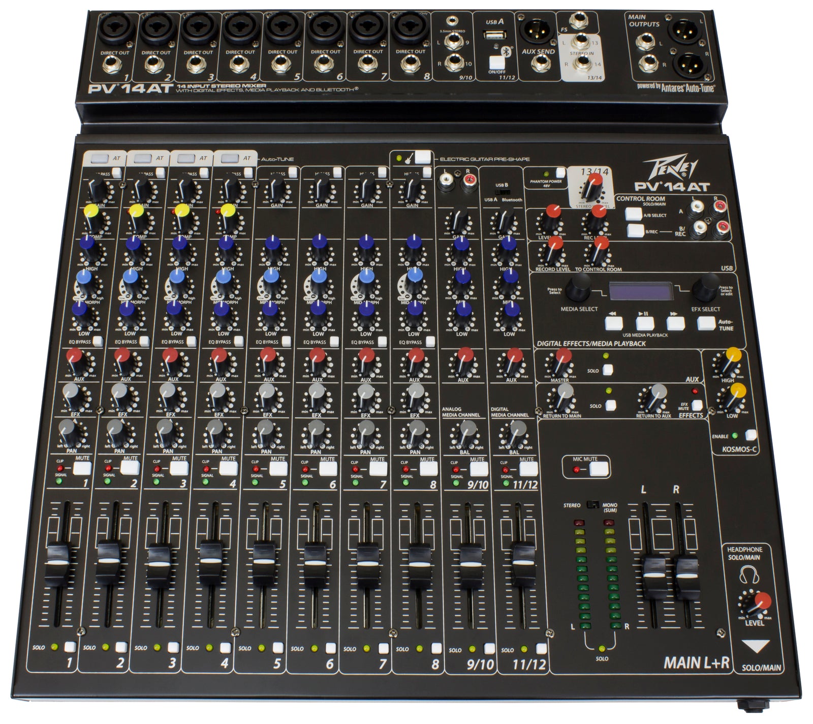Peavey PV Series "PV-14AT" Compact 14-Channel Mixer with Bluetooth and Autotune