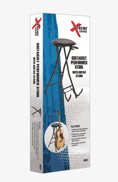 Xtreme Guitarist Performer Stool with Guitar Stand