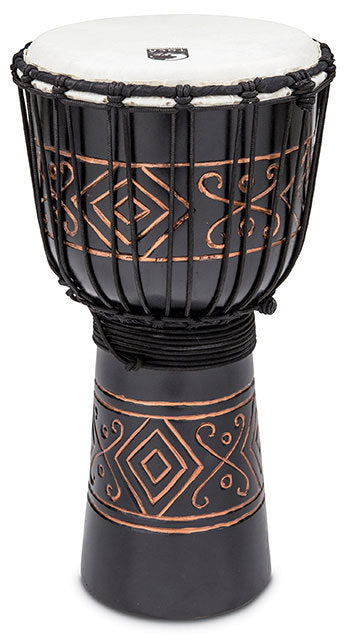 Toca Street Carved Series Wooden Djembe 10" Synthetic Head in Onyx