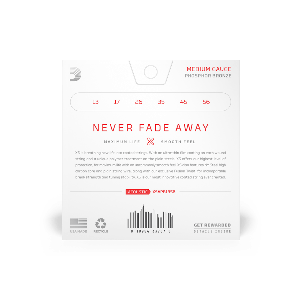 DAddario Acoustic Guitar String XS Set Phosphor Bronze (4 Gauges)