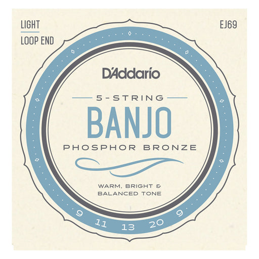 Banjo 5 String Set DAddario EJ69 Phosphor Bronze Regular Light