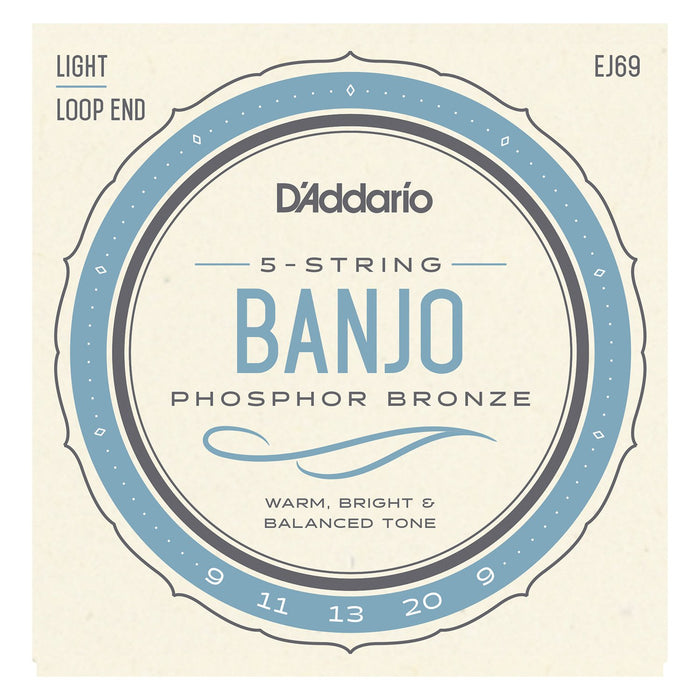 Banjo 5 String Set DAddario EJ69 Phosphor Bronze Regular Light