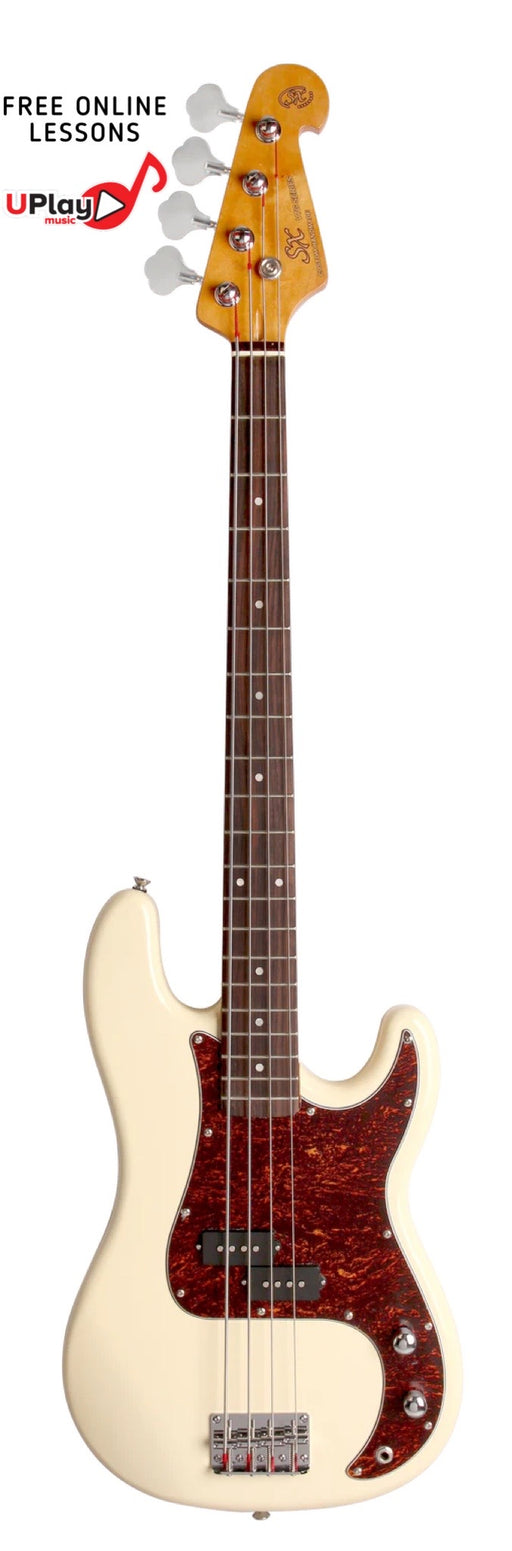 SX Electric Bass Guitar Vintage White