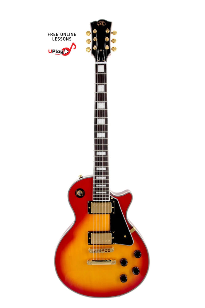 SX Les Paul Electric Guitar Cherry Sunburst and Gold