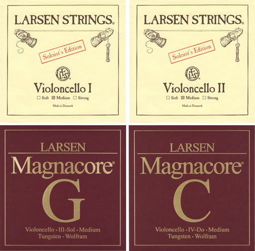 Larsen Cello String Solo A & D with Magnacore G & C 4/4 Set Medium
